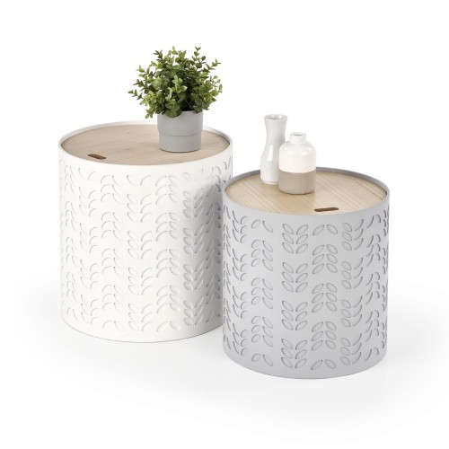 Комплект ALBA 2 столи журнальних білий матовий /сірий матовий Halmar